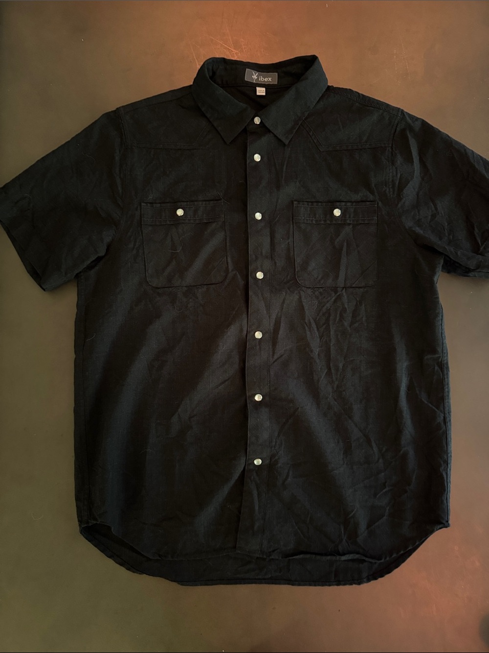 ibex Black Short-Sleeve Casual Button-Down Shirt